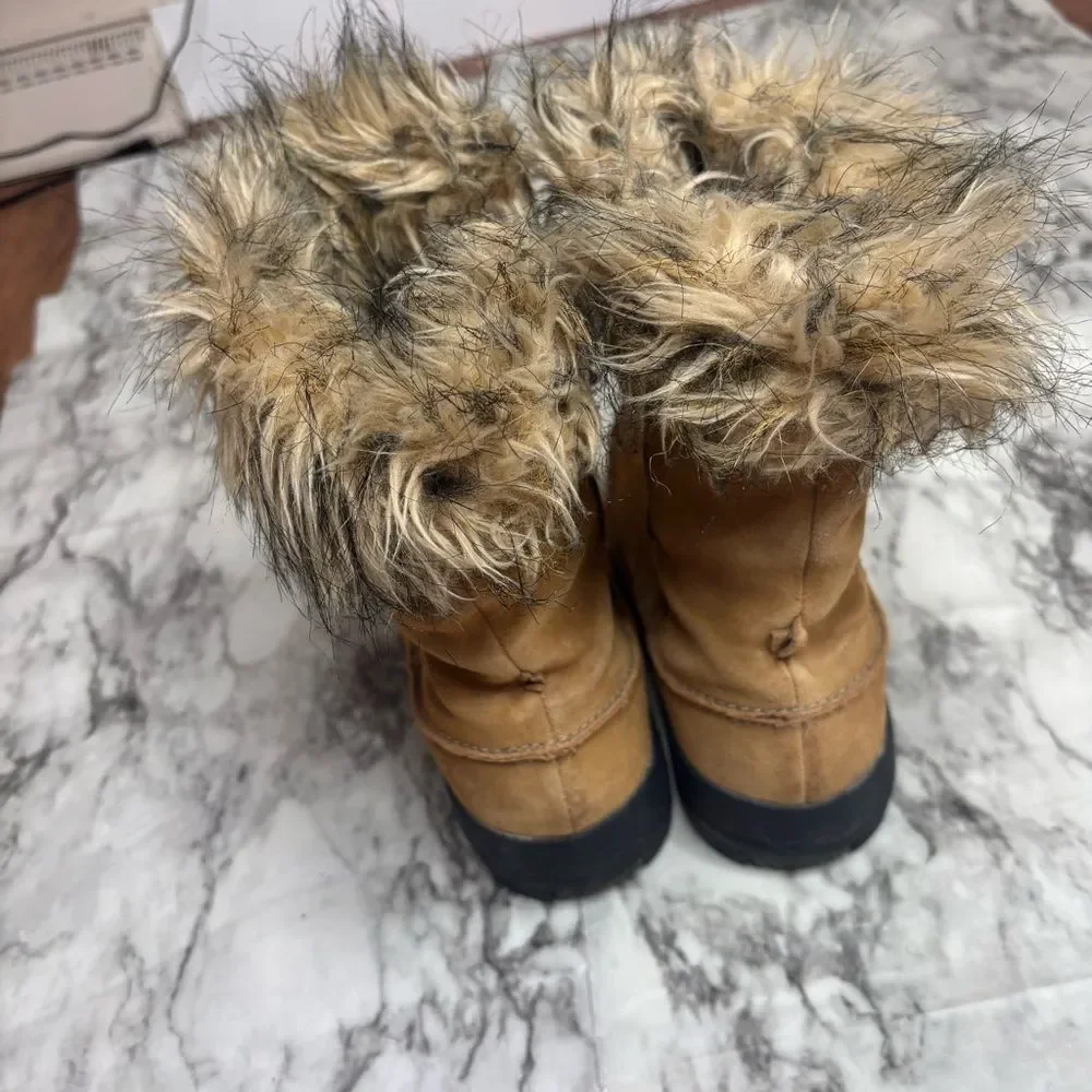 Sorel Northern Lite Tall Snow Boots Waterproof Suede Faux Fur Brown tan 9